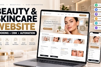 do wordpress skincare website, med spa, cosmetic aesthetic website with booking