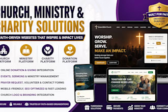church website, ministry website, charity website, donation website, church logo