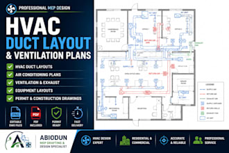 design hvac duct layout, ventilation and air conditioning plans