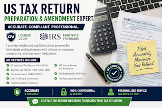 efile US tax returns business and personal 1040x, 1120, 1065, bookkeeping