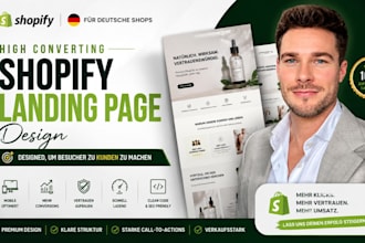 redesign premium german shopify landing page, shopify landing page that convert