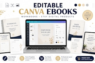 design canva ebook, canva workbook, etsy digital products, editable canva ebook