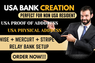 usa bank creation for non usa llc owner, setup mercury, wise and stripe bank
