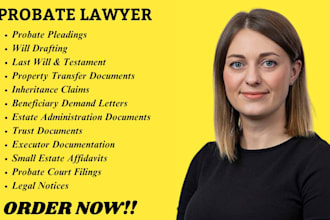 be probate lawyer in california ny and do tax planning, prenups, foreclosure,nda
