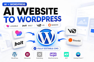 design wordpress ai website from lovable, bolt, base44, v0