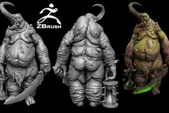 sculpt 3d character model 3d miniature figurine in zbrush for 3d printing