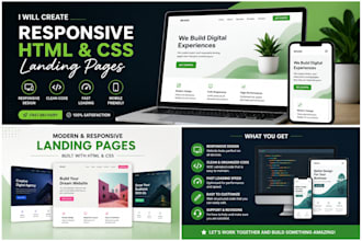 create a responsive HTML and CSS landing page