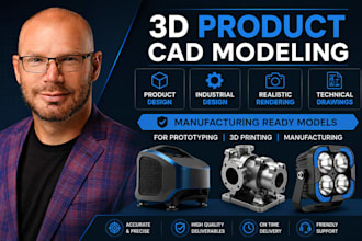 do 3d product cad modeling, cad design in solidworks and fusion 360