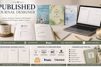 design a custom journal, planner workbook or notebook ready to print