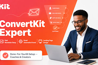 setup convertkit paid newsletter, kit email automation funnel and landing page