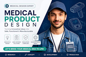 design medical prototype, biomedical device, 3d modelling or medical electronics