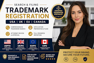 help with trademark registration USA, UK, eu or canada and search