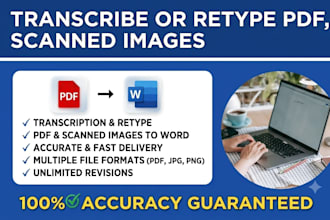 transcribe or retype PDF, scanned documents and images
