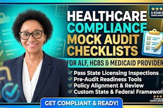 write healthcare policy compliance mock audit checklists for alf and hcbs