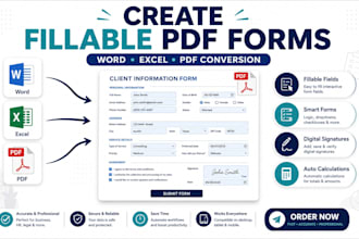 create fillable PDF form, convert word, excel and PDF to fillable forms