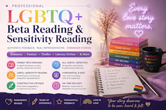 beta read and sensitivity read your lgbtq romance and fantasy novel