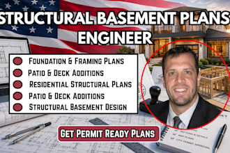 do structural design for basement patio and home additions