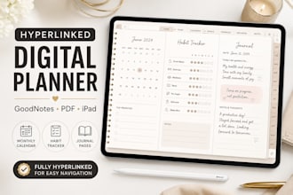 create interactive hyperlinked planner with custom layouts and tabs