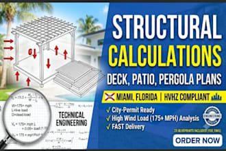 do structural calculation deck, patio or pergola structural plan miami florida