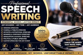 craft elite speeches for weddings, keynotes, and milestone events