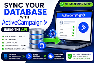 sync your database or data source with activecampaign using the API