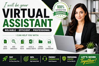 be your virtual assistant for data entry web research excel and admin support
