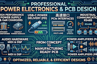 design usb type c pd, gan charger, midi, dsp, pa, pcie, ,rs485 fast charging pcb