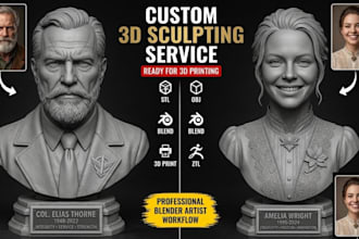sculpt realistic 2d photo to 3d bust model 3d head model 3d portrait 3d printing