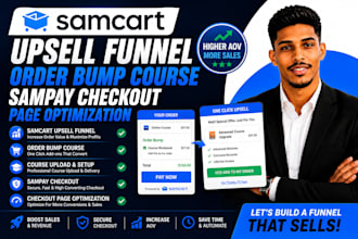 do samcart upsell funnel, order bump course, sampay checkout page optimization