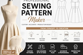 be your sewing pattern maker for custom clothing, PDF patterns and grading