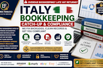 catch up italy bookkeeping, reconcile bank statements and vat for small business