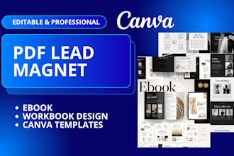 design pdf lead magnet, ebook, workbook and canva template