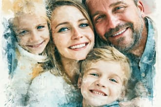 make watercolor family portrait