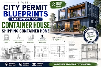 city permit blueprints architect for container house, shipping container home