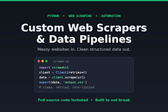 build a custom python web scraper or data pipeline