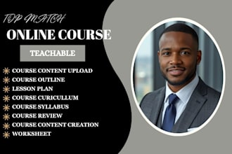 create online course creation, outline, workbook, lesson plan, training manual