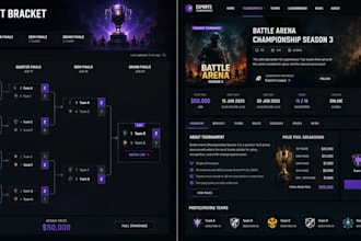 develop tournament website, gaming website, esport website, tournament