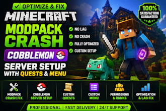 optimize,fix minecraft modpack crash cobblemon server setup with quests and menu