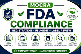 do mocra fda 510k registration, US agent, label review and regulatory compliance