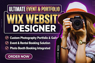 design wix photography portfolio website, photo booth party rental event website