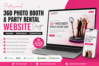 design 360 photo booth rental website with online booking