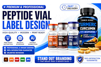 do peptide vial label, vial label design, product label and box packaging design