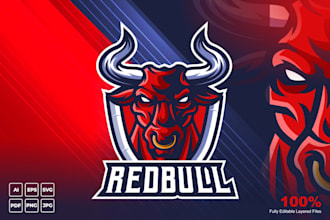 design a modern bull logo for sports, fitness, and business