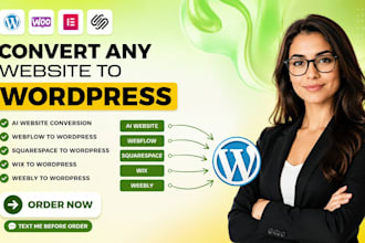 migrate wix weebly odoo website webflow squarespace website to wordpress website