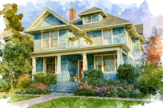 create home portrait watercolor art from photo
