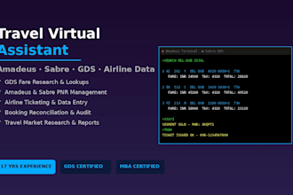 be your travel virtual assistant for amadeus sabre and gds support