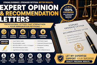 provide a complete expert opinion letter package for uscis petitions