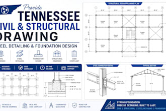 provide tennessee civil and structural drawing steel detailing foundation design