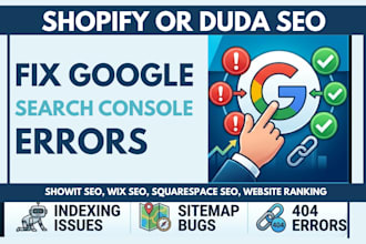 fix shopify or duda google search console indexing errors and sitemap bugs