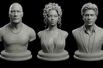 sculpt realistic 2d to 3d head bust custom 3d head stl model 3d likeness face